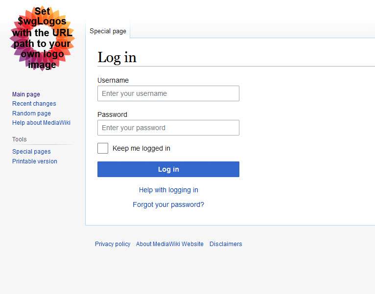 MediaWiki login page