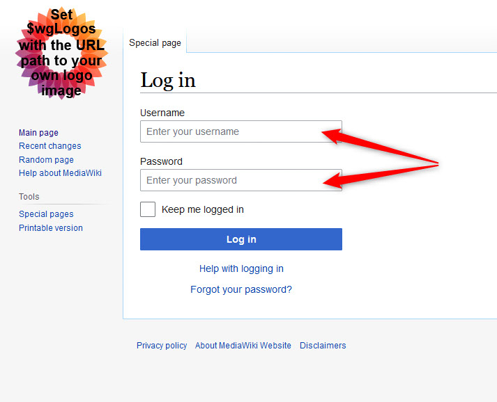 Add MediaWiki login credentials