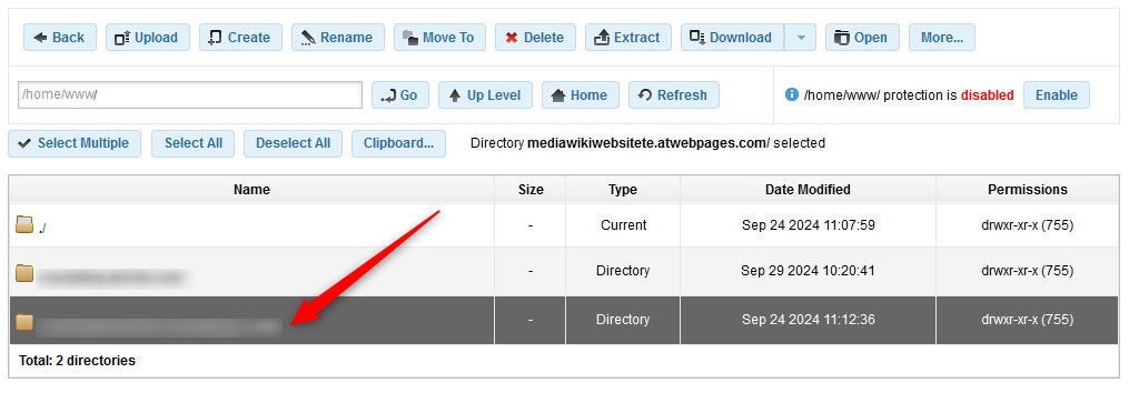 MediaWiki website root directory in AwardSpace hosting panel